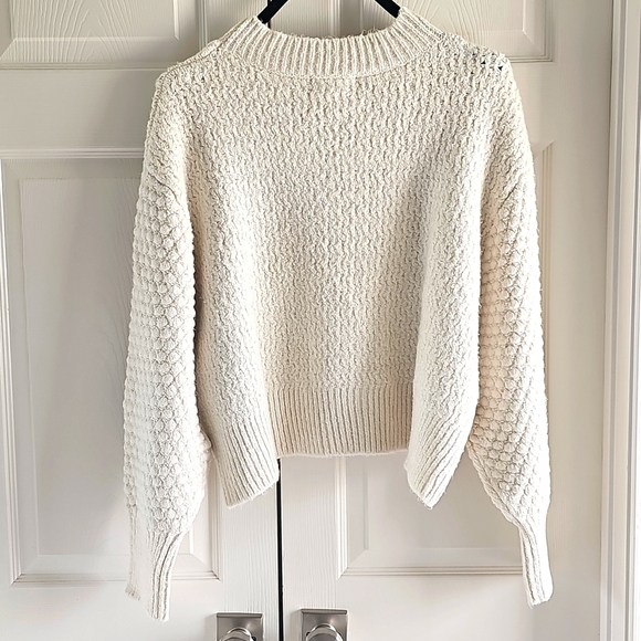 Treasure & Bond Mixed Stitch Fringe Chunky Sweater 1X Ivory Dove New - Picture 5 of 15